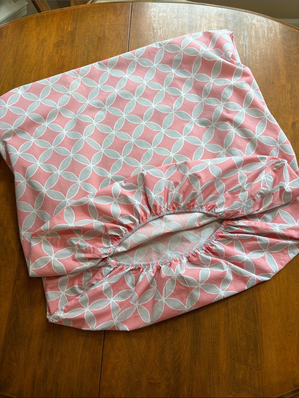 Pottery Barn Kids Pink & White Floral Fitted Crib Sheet